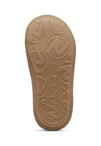 Suola di scarpa in gomma marrone con motivi testurizzati di un logo circolare, contrassegnata con "Naturale" e con la taglia "20" nella parte inferiore.