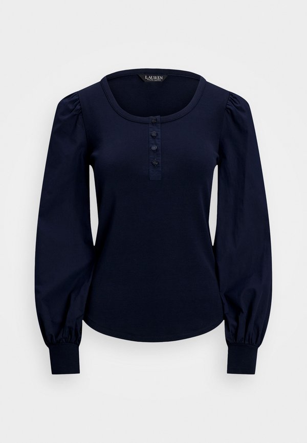 STRETCH COTTON PUFF SLEEVE HENLEY TOP - Long sleeved top3