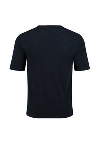 Czarny t-shirt z krótkim rękawem wykonany z miękkiego materiału, z okrągłym dekoltem i regularnym krojem, bez widocznych wzorów czy akcentów.