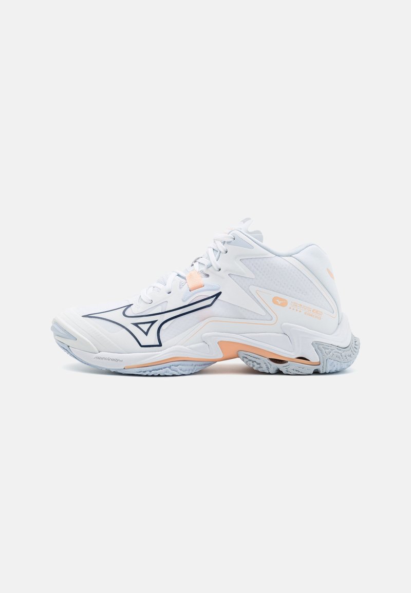 Mizuno - WAVE LIGHTNING Z8 MID - Zapatillas de voleibol - white/halogenblue/peachparfait, Ampliar