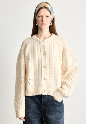 PREPPY CABLE CARDIGAN - Neuletakki - cream white