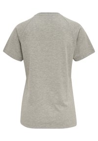 Grijze, korte mouw T-shirt met een gladde textuur en een ronde halslijn. Beschikt over raglanmouwen en een eenvoudige snit, zonder zichtbare patronen of accenten.