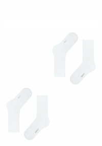 Białe bawełniane skarpetki, z połączeniem faktur ribbed i gładkich, jedna para do kostki i jedna para klasyczna. Wytłoczone detale logo.