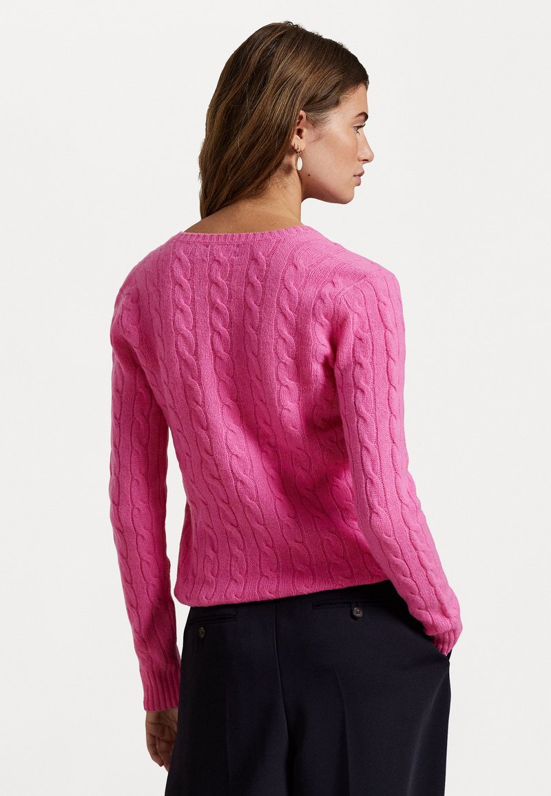 Polo Ralph Lauren CABLE-KNIT WOOL-CASHMERE V-NECK JUMPER  - Stickad tröja - pink lace