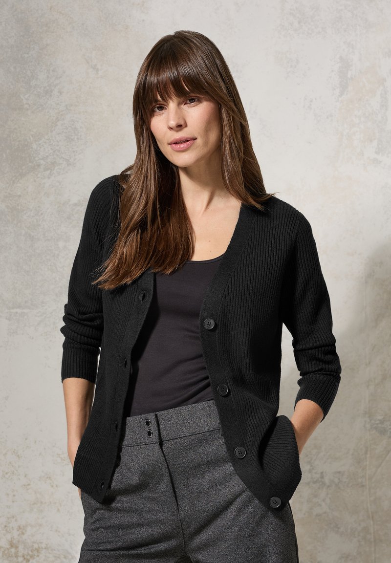 Cecil MIT STRUKTUR - Strickjacke - schwarz