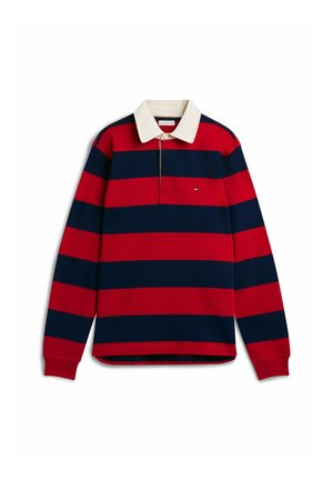 Tommy Hilfiger, ESSENTIAL STRIPE RUGBY - Poloshirts - medium red  carbon navy