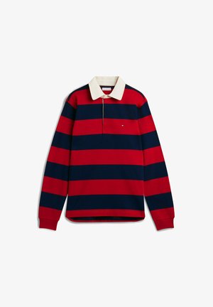 Tommy Hilfiger, ESSENTIAL STRIPE RUGBY - Poloshirts - medium red carbon navy