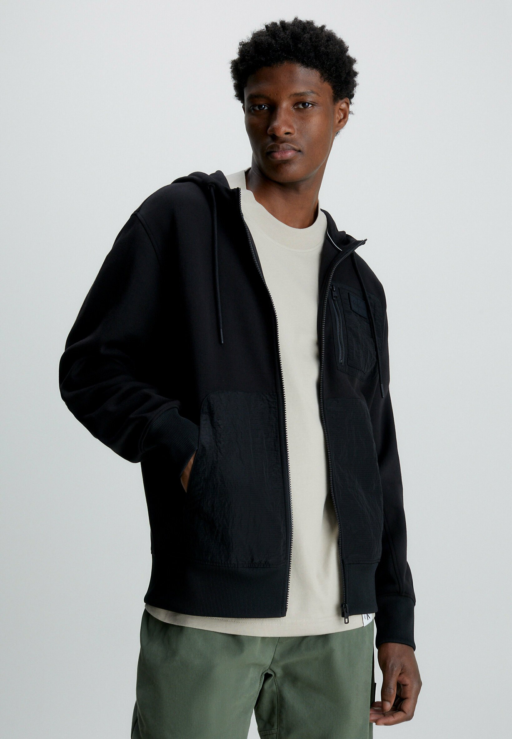Calvin Klein Jeans Zip-up sweatshirt - ck black/black - Zalando.de
