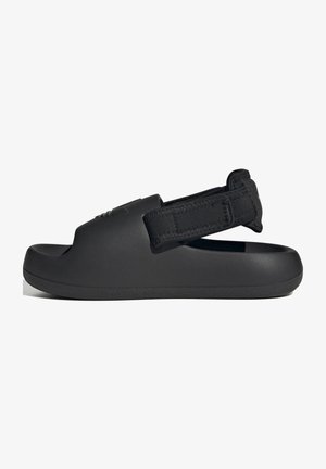 Sandale noire à bout ouvert avec semelle rembourrée et bride arrière ajustable pour un maintien sûr et un confort optimal.