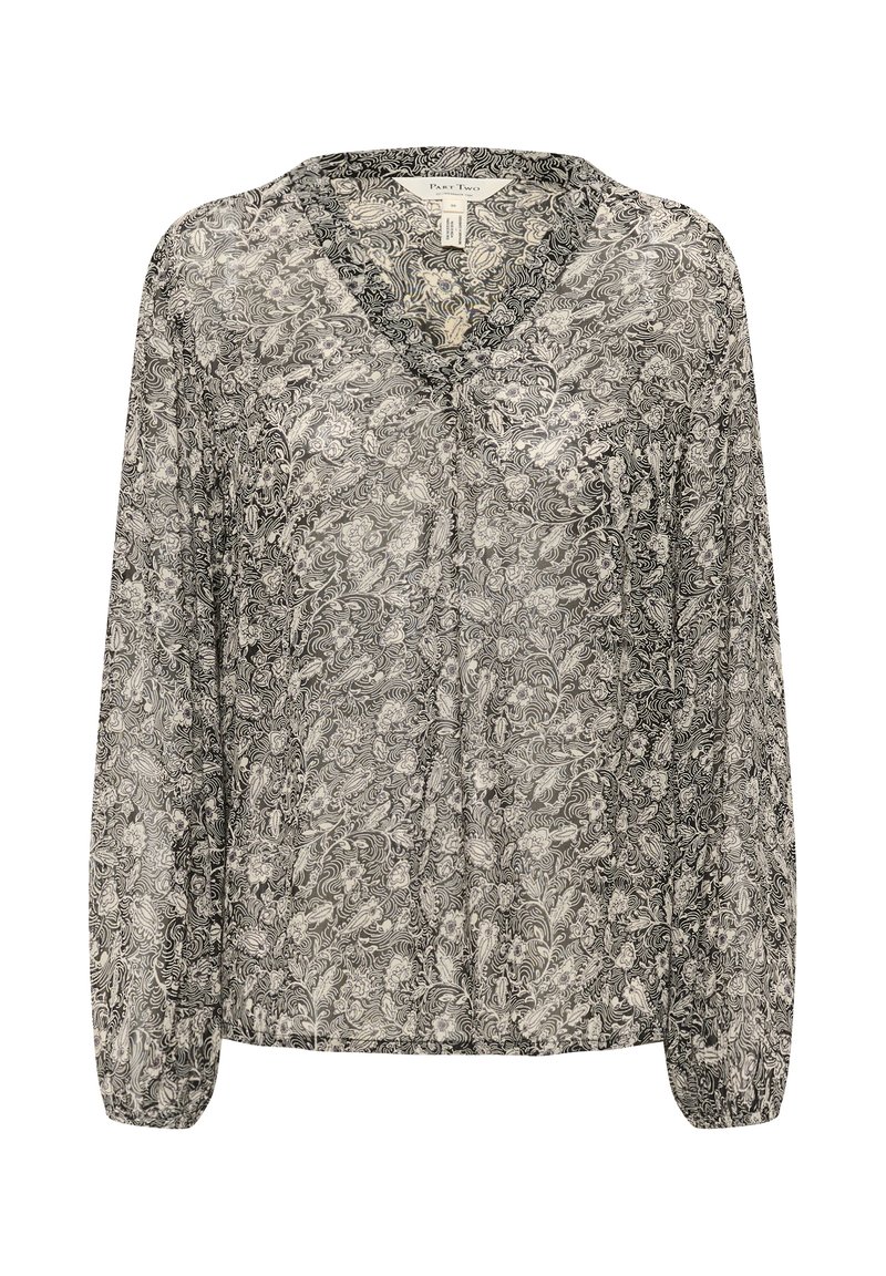 Part Two DITTE - Blouse - black leaf print/noir chiné - ZALANDO.FR