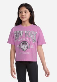 Abercrombie & Fitch CREST BOXY TEE - T-Shirt print - begonia pink