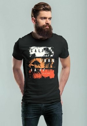 CALIFORNIA SCHRIFTZUG PALMEN PRINT AUFDRUCK  - Print T-shirt - schwarz