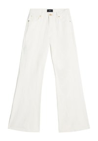 Witte wijde jeans van denim, met een klassieke vijf-pocket ontwerp, gouden hardware en een normale taillehoogte.