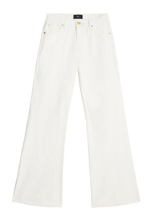 Witte wijde jeans van denim, met een klassieke vijf-pocket ontwerp, gouden hardware en een normale taillehoogte.
