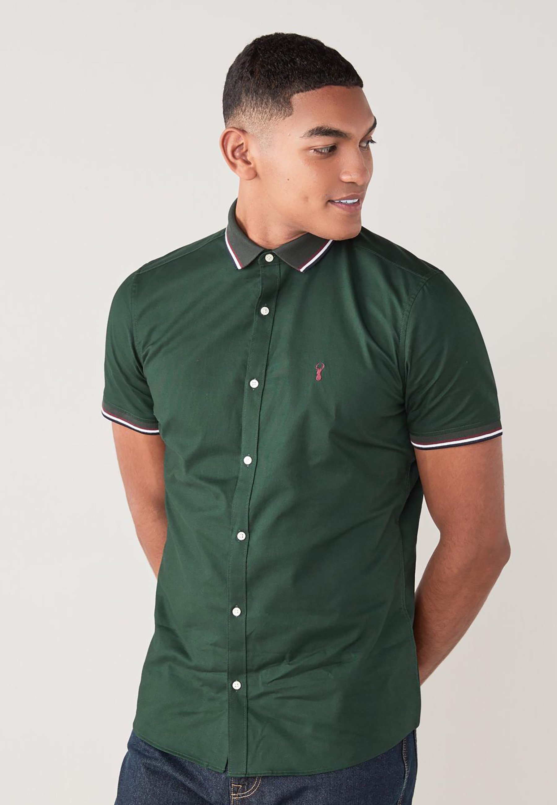 STRETCH OXFORD TIPPED - Shirt - green 