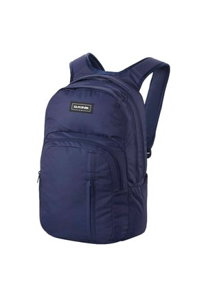 Dunkelblauer Rucksack aus strapazierfähigem Material, ausgestattet mit gepolsterten Schultergurten, mehreren Reißverschlusstaschen und einem strukturierten Rückenteil für zusätzlichen Komfort.