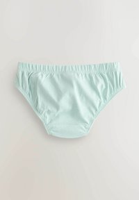 Slip da donna verde menta chiaro realizzato in tessuto morbido con vita elasticizzata e lati arricciati per una vestibilità aderente. Senza motivi o accenti visibili.