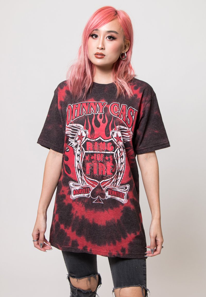 Paradiso Clothing JOHNNY CASH RING OF FIRE TIE DYE - Print T-shirt - red