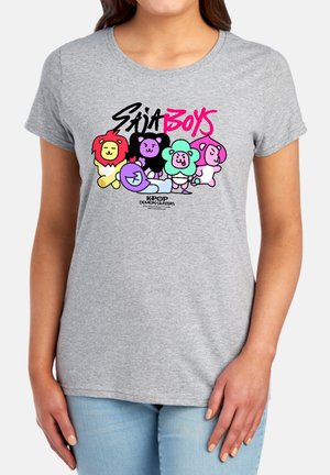 NETFLIX, KPOP DEMON HUNTERS  SAJA BOYS LION MASCOTS - Print T-shirt - mottled light grey