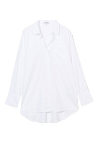 Witte overhemd met lange mouwen, kraag, knopen aan de voorkant en een enkele borstzak. Gemaakt van een gladde stof met een rechte zoom en een ontspannen pasvorm.