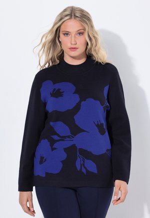 FLORAL TURTLENECK  - Stickad tröja - blue