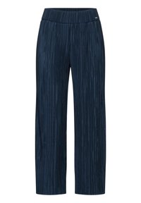 Marine brede broek met verticale streepjes. Voorzien van een gladde tailleband en lichte stof, wat zorgt voor een comfortabele pasvorm.