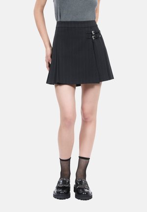 PLISSÉE À RAYURES  - Mini skirts  - black