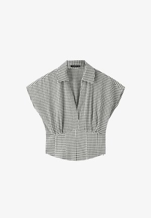 Stradivarius, CHECKED CUMMERBUND SHIRT - Blouse - beige