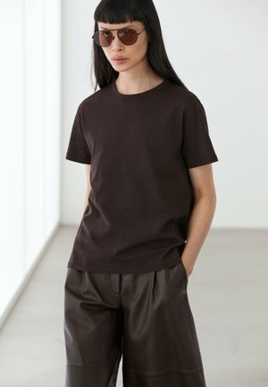Massimo Dutti, T-shirt basic - dark brown