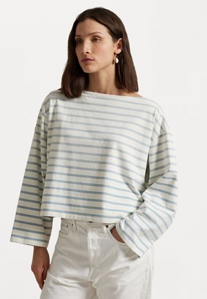 STRIPED BOATNECK MARINER T-SHIRT - Topper langermet - alpine blue/deckwash white