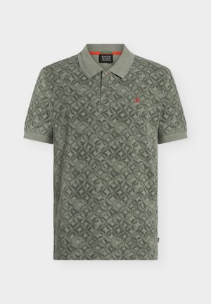 Scotch & Soda, PRINTED OVER DYE REGULAR FIT POLO - T-Shirt print - tiles flower olive night