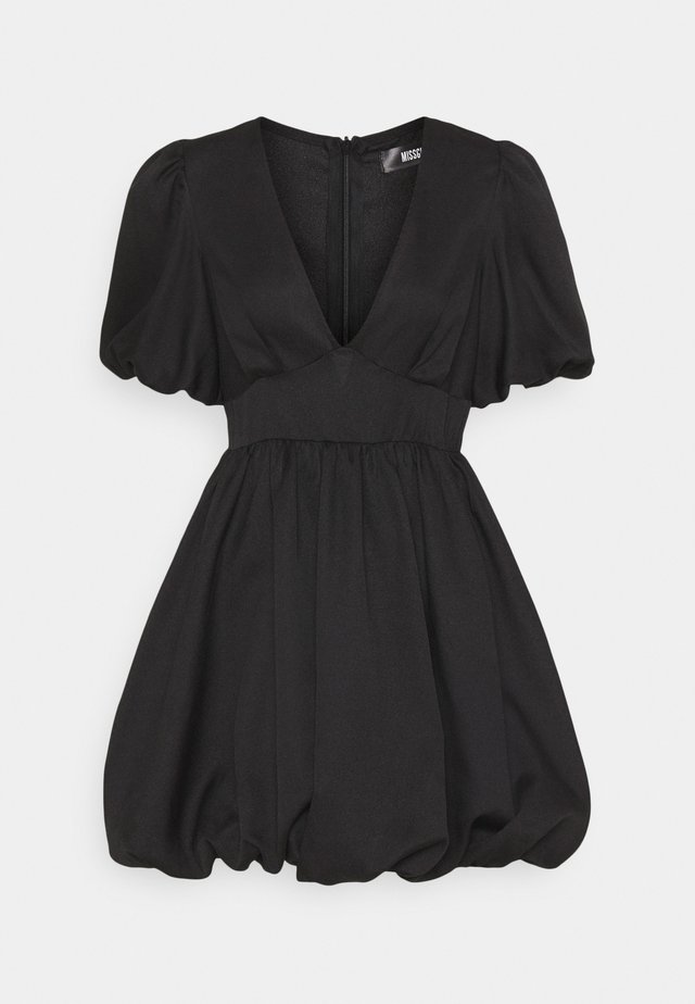 PLUNGE PUFFBALL SKATER DRESS - Freizeitkleid - black
