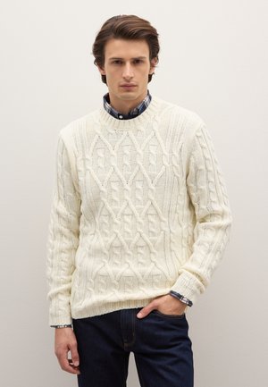 REGULAR FIT WITH CABLE PATTERN - Maglione - cream white