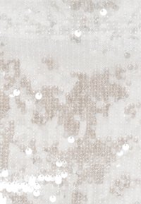 White sequined fabric featuring a textured surface, with glossy circular sequins arranged closely, creating a shimmering appearance.