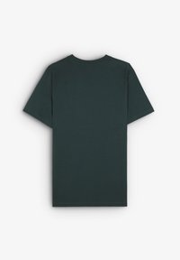 Tmavě zelené bavlněné tričko s kulatým výstřihem a krátkými rukávy, s jednoduchým designem a rovného střihu. Bez vzorů či akcentů.