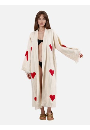 MAЯSIKØH WOODEN STAMP KIMONO - Badekåber - beige