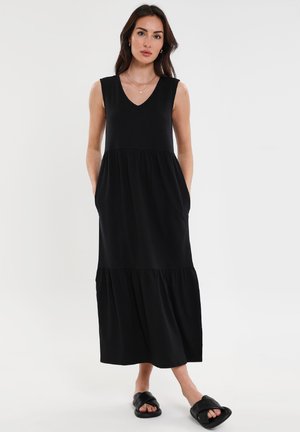 Threadbare BYERS TIERED - Vestito di maglina - black