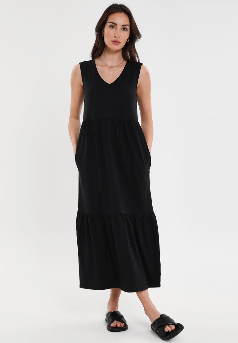 Threadbare BYERS TIERED - Vestito di maglina - black
