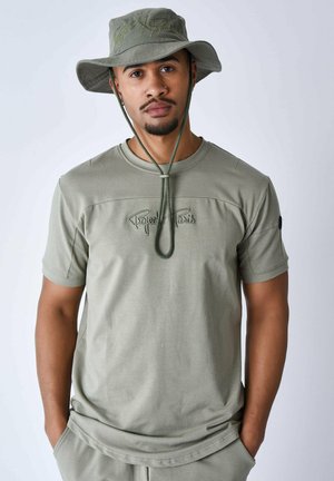 Project X Paris TECHNIQUE À DÉCOUPES - Camiseta estampada - olive