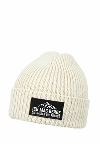 MoonWorks PATCH MIT SPRUCH ICH MAG BERGE- DIE HALTEN DIE FRESSE AUFDRUCK LUSTIG - Beanie - beige