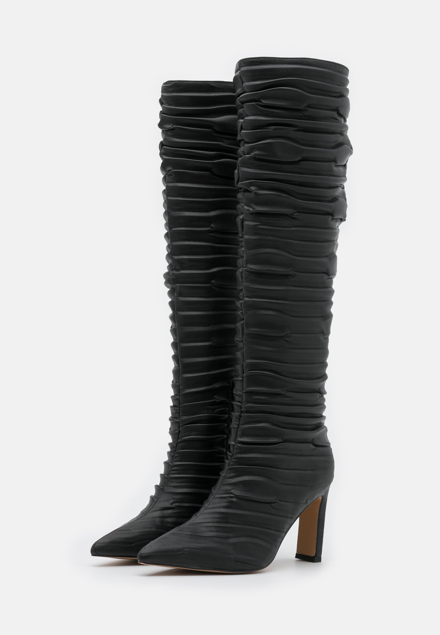 NA KD SLOUCHY STRUCTURED SHAFT BOOTS Saappaat black NA KD SLOUCHY STRUCTURED SHAFT BOOTS Saappaat black