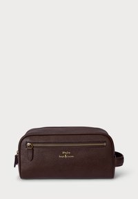 PEBBLED LEATHER TRAVEL CASE - Toalettmappe - dark brown