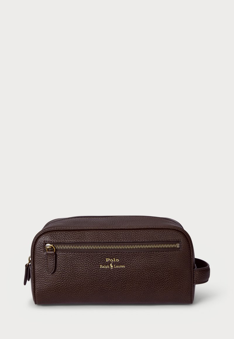 Polo Ralph Lauren - PEBBLED LEATHER TRAVEL CASE - Toalettmappe - dark brown, Forstørre