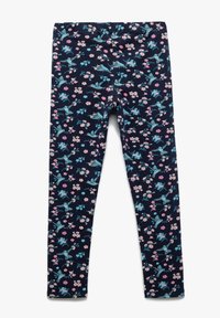 Leggings à motif floral en marine, avec des designs floraux bleus et roses. Taille élastique, tissu doux, silhouette ajustée.