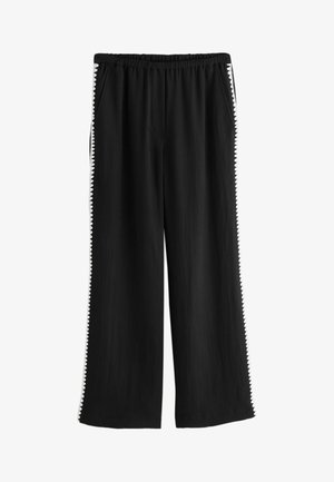 Next, TALL FIT - EMBROIDERED SIDE DETAIL WIDE LEG TROUSERS . - Stoffhose - black