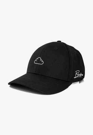 Sort baseball cap lavet af bomuld med en buet skygge. Har et hvidt broderet sky-design på forsiden og teksten 'Blackbriar' på siden.