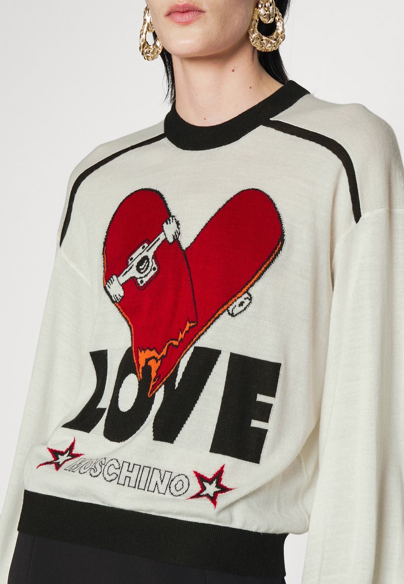 Damen Strickjacken | Love Moschino Strickpullover white/weiß - HE35659 Damen Strickjacken | Love Moschino Strickpullover white/weiß - HE35659