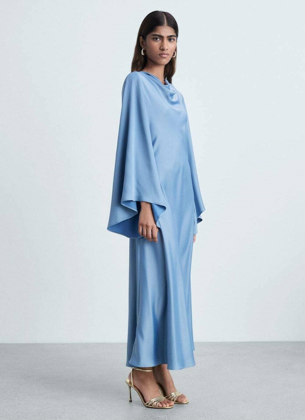 Robe Longue Bohème Mango Bleue - Taille M (38/40) - Style Ample Avec Noeud - Occasion Très Bon état