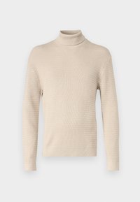 SLHTHEO LS STRUCTURE ROLL NECK - Stickad tröja - oatmeal