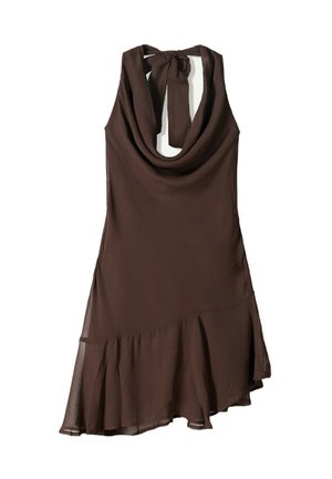 Bershka RUFFLED - Hverdagskjole - dark brown